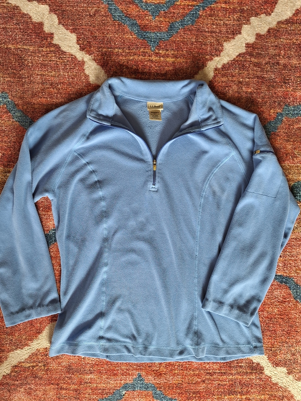 L.L.Bean Light Blue Quarter-Zip Fleece Pullover